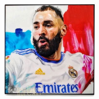 Karim Benzema คาริม เบนเซม่า Real Madrid เรอัลมาดริด Hala Madrid รูปภาพ​ติด​ผนัง​ pop art ฟุตบอล​ กรอบรูป​​ รูปภาพ