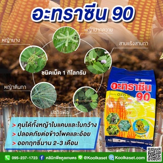 กำจัดวัชพืช อะทราซีน90 ( เม็ด ) 1 กิโลกรัม ใบแคบ ใบกว้าง หญ้าปากควาย หญ้าตีนกา ปอวัชพืช คูลเกษตร KP17