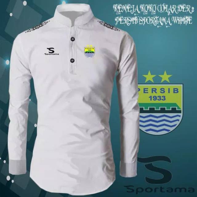 (RCS) เสื้อเชิ้ตมุสลิม Koko ปักคอปกแขนยาว Persib - BL2