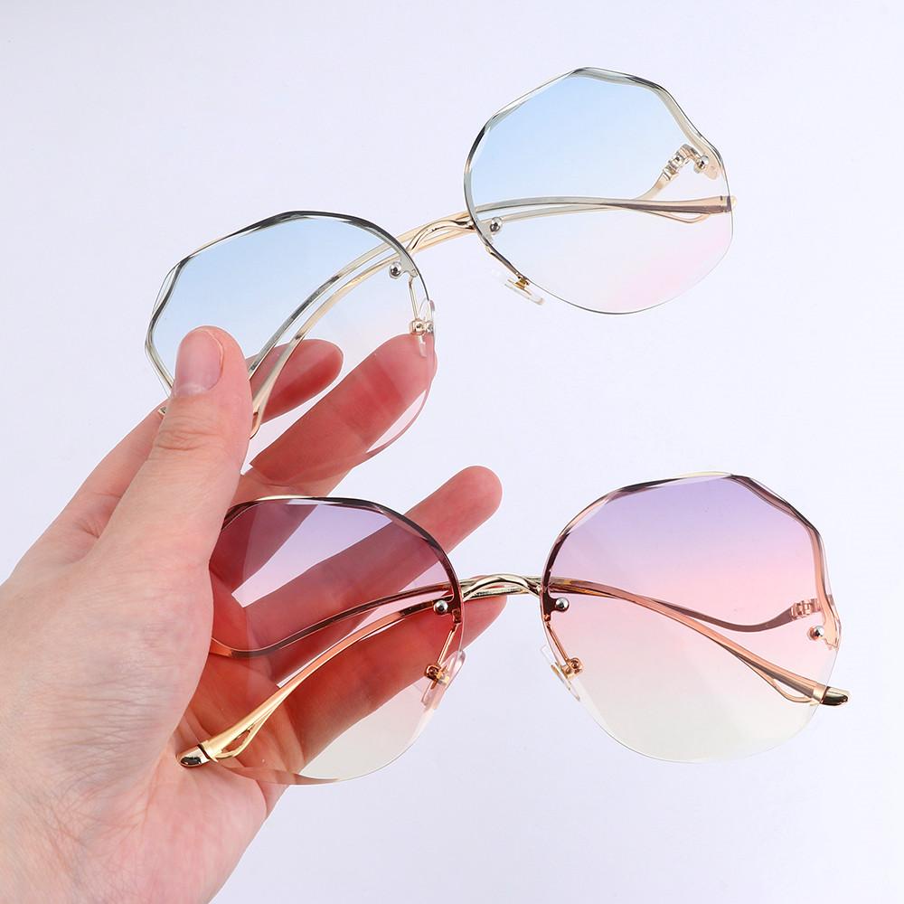 Moily Women Men Gradient Sunglasses Eyewear Sun Glasses Vintage Rimless Sunglasses Uv400 Metal 