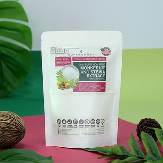 สตีเวีย หล่อฮั้งก๊วย อิริท ธรรมชาติ100% (Stevia x Monkfruit) นำเข้าจากอเมริกา ตราSuperboost Superfood คีโต เบาหวานทานได้