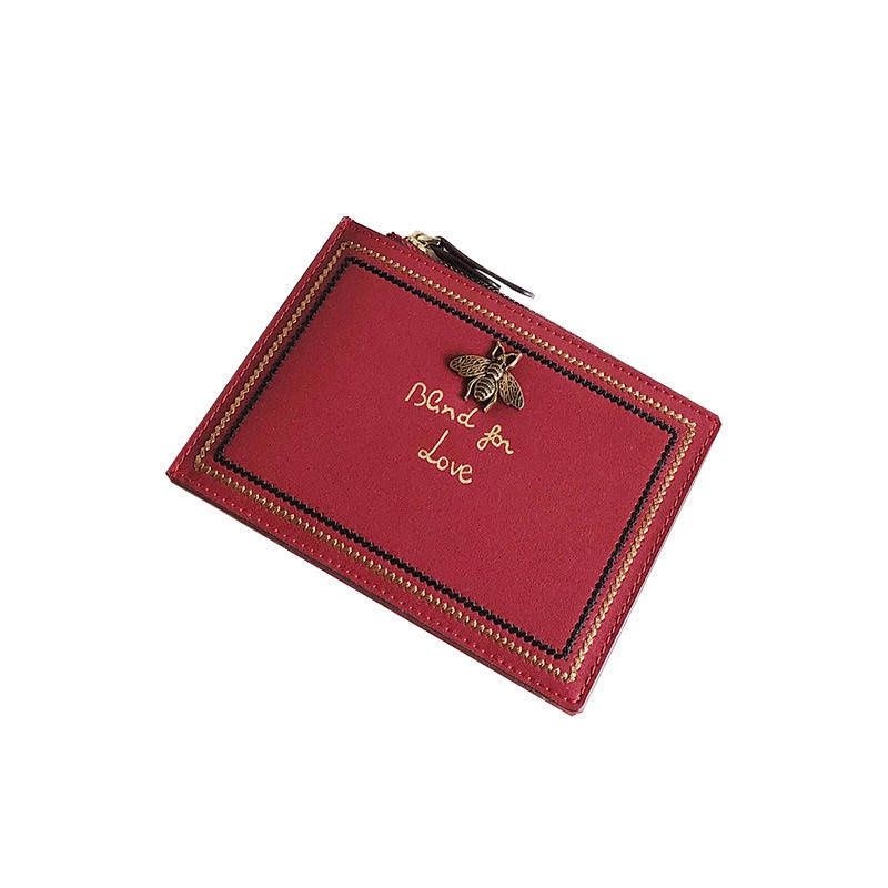 SENSES// Card Holder Female Ultra-Thin Genuine Leather Little Bee Multi-Card-Slot Coin Purse Bank Card High-End Exquisite Card Holder iKkw