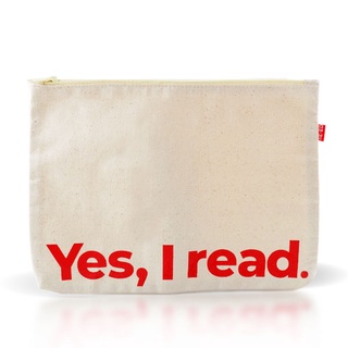 กระเป๋าซิปผ้าแคนวาส Yes, I Read. สีธรรมชาติ