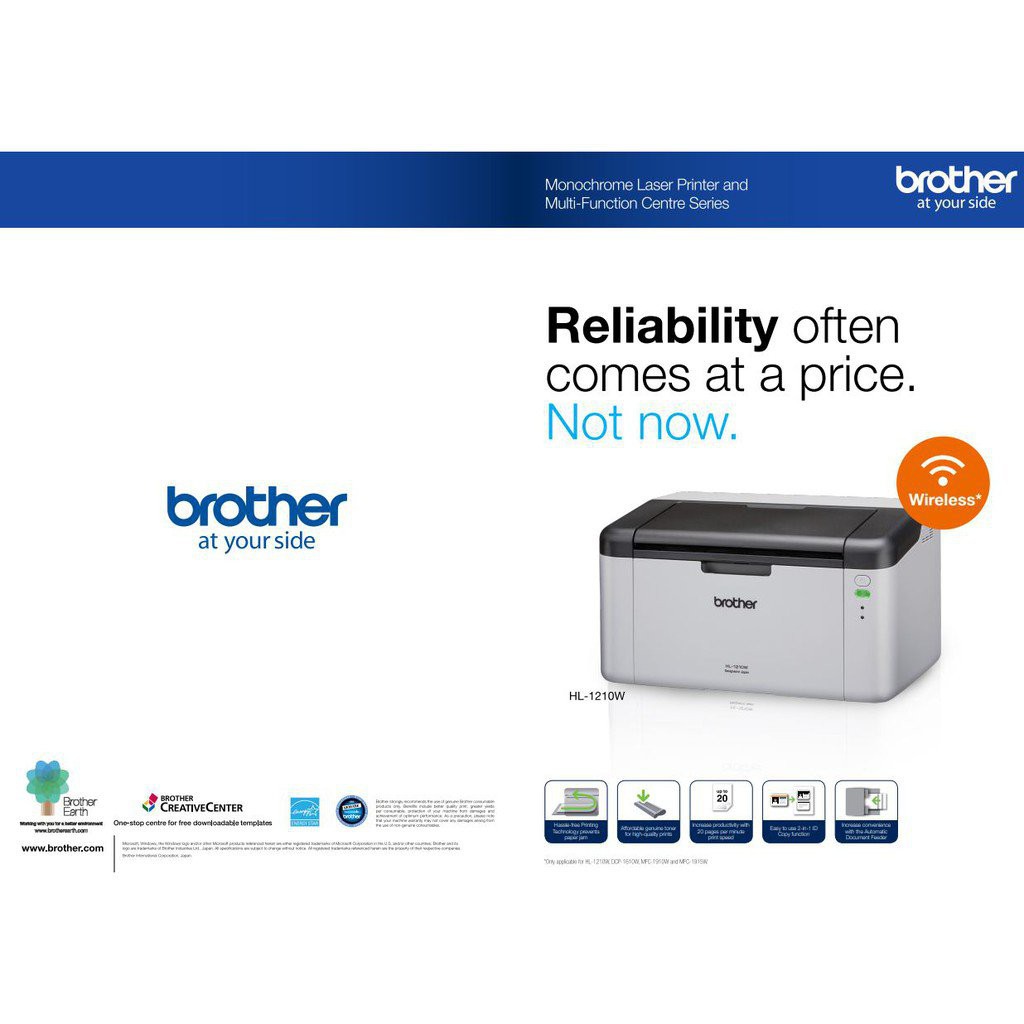 qFZB (Brother) 1210W Wireless Laser Printer 1210 W HL1210W Print wifi