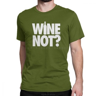 เสื้อยืดผ้าฝ้ายพิมพ์ลาย เสื้อยืดคอกลม แขนสั้น ผ้าฝ้าย 100% พิมพ์ลาย Wine Not T-Shirts สําหรับผู้ชาย