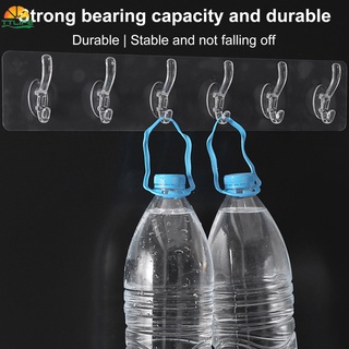 【TTLIFE】6 Row Transparent Wall Hooks For Hanging On The Wall Hanger Towel Holder Door Hook Bathroom Storage Rack Traceless