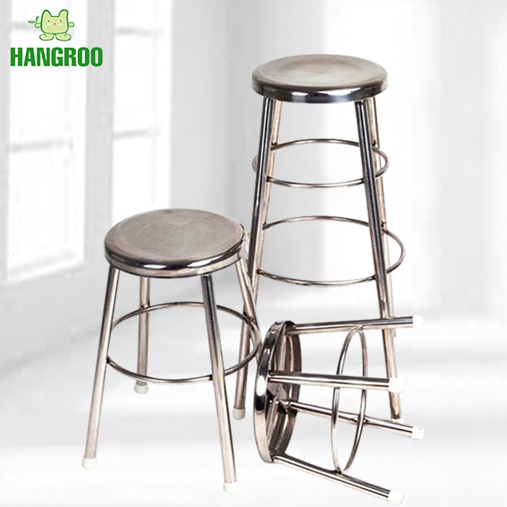 HANGROO M14 เก้าอี้สแตนเลส แบบกลม เกรด 201 สูง30- 50 cm-75cm เก้าอี้กลมขาเดี่ยว