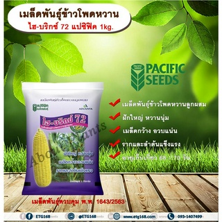 เมล็ดพันธุ์ข้าวโพดหวาน ไฮบริกซ์ 72 แปซิฟิค 1 kg. เมล็ดพันธุ์ เมล็ดพันธุ์ข้าวโพด ข้าวโพดหวาน ข้าวโพดไฮบริกซ์72 พันธุ์ใหม่