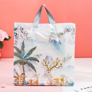 ถุงหูเทปเนื้อpeมีลายมี50ใบต่อแพ็คขนาดกว้าง25cmใสูง30cmข้าง8cmขยายแต่ด้านข้าง(s)