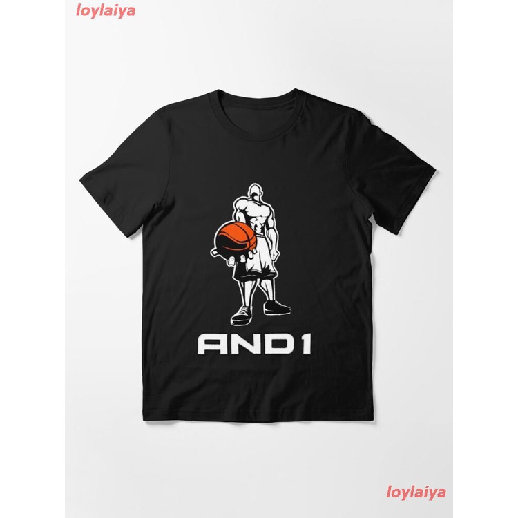 AND1 - Streetballer 1990s Essential T-Shirt เสื้อยืดผู้ชาย ลายการ์ตูนพิมพ์ลายเสื้อลายการ์ตูนผู้หญิง 