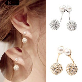 Kiel แฟชั่น Rhinestone เพิร์ลเพิร์ลหน้า / หลัง Earbings Ear Studs Earbobs