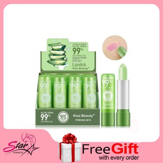 KISS BEAUTY Aloe Vera 99% Lipstick ลิปมันว่านหางจระเข้ *1กล่อง*