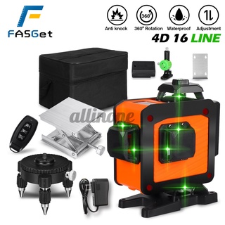 Fasget 4D 16 Lines เลเซอร์ระดับ 360 ระดับแนวนอนและแนวตั้งพร้อมระดับมือถือ