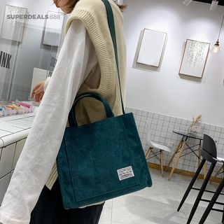 SDวCorduroy Messenger Shoulder Bag Women Portable Tote Purse Retro Handbags