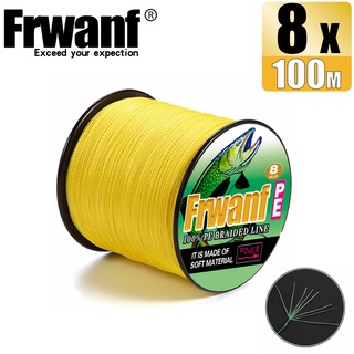 Frwanf สายเอ็นตกปลาถัก PE X8 สีเหลือง 6-300LB 100 ม. 8 เส้น