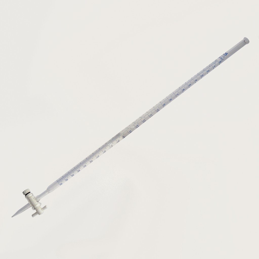 บิวเรตแก้ว ก๊อกเทฟล่อน 25 มิลลิลิตร (Burette with Straights and Standard PTFE 25 ml.)