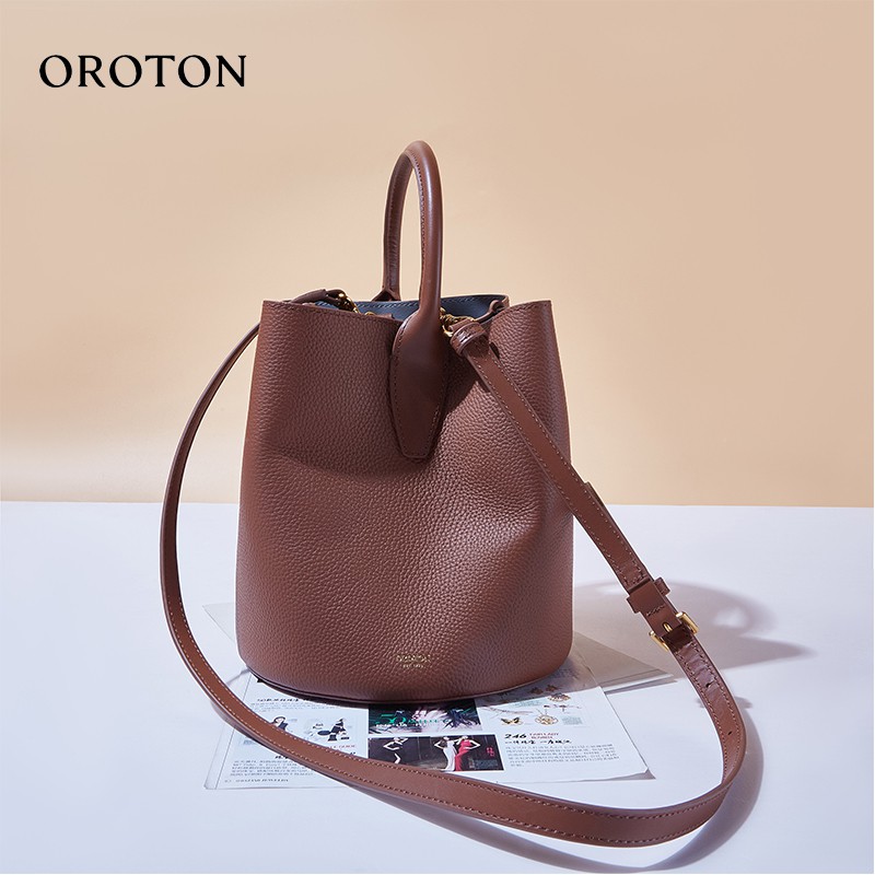 แบรนด์เฉพาะออสเตรเลีย oroton กระเป๋าถังลายลิ้นจี่ผู้หญิงหนังสะพาย messenger กระเป๋าใบเล็ก