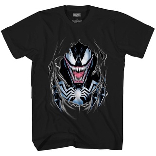 เสื้อยืดผ้าฝ้ายพิมพ์ลายแฟชั่น เสื้อยืด พิมพ์ลายกราฟิก Venom Marvel Comics Airbrush Avengers Villain สไตล์คลาสสิก ไม่ซ้ํา