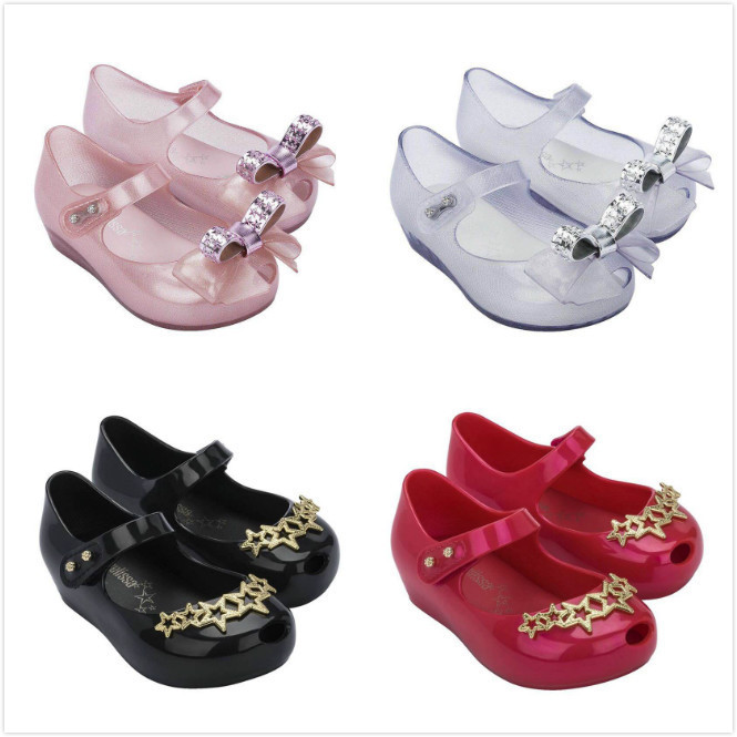 Girls Jelly Shoes 2023 New Mini Melissa Bowknot Children's Shoes Baby Sandals Summer Princess Holiday Beach Shoes