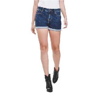 WRANGLER กางเกงขาสั้น SHORTS ทรงพอดีตัว REGULAR FIT - HIGH WAIST รุ่น WR S124D101 DENIM แรงเลอร์ กางเกง เสื้อผ้าผู้หญิง