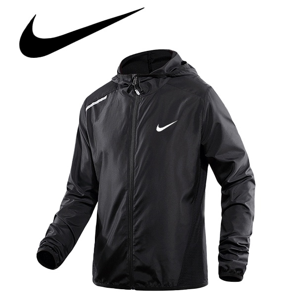 NIKE เสื้อแจ็กเก็ตกันลม มีฮู้ด ป้องกันรังสียูวี กันน้ํา เหมาะกับเล่นกีฬากลางแจ้ง สําหรับผู้ชาย