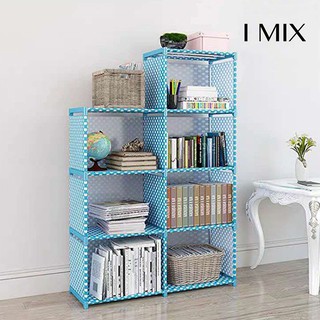 HUKKY B07 วางหนังสือ ชั้นวางของ DIY โครงเหล็กแข็งแรง ผ้ากันน้ำ 7 ช่อง