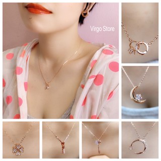 ♍️สร้อยคอเพชรCZ Necklace สร้อยคอพร้อมจี้โรสโกลด์