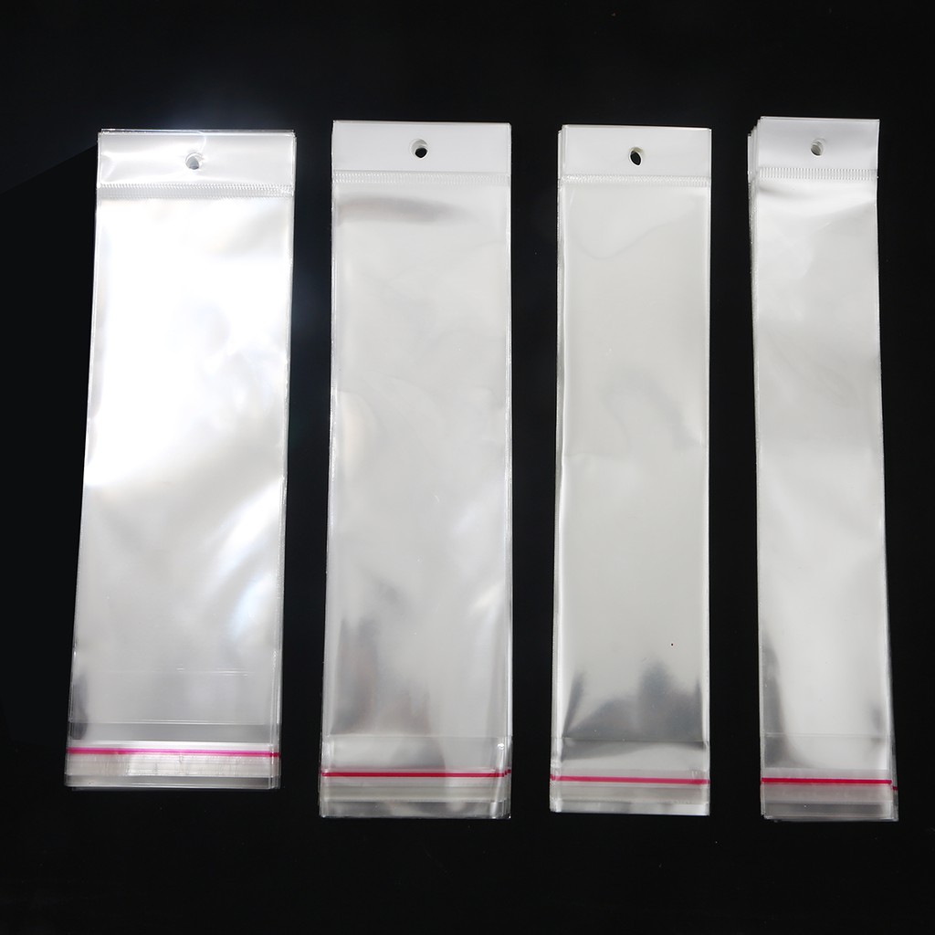 OPP Packing Bags 100Pcs/lot Transparent Self Adhesive Seal Plastic Storage Bag OPP Pack Bag With Hang Hole Retail Packaging Pouch