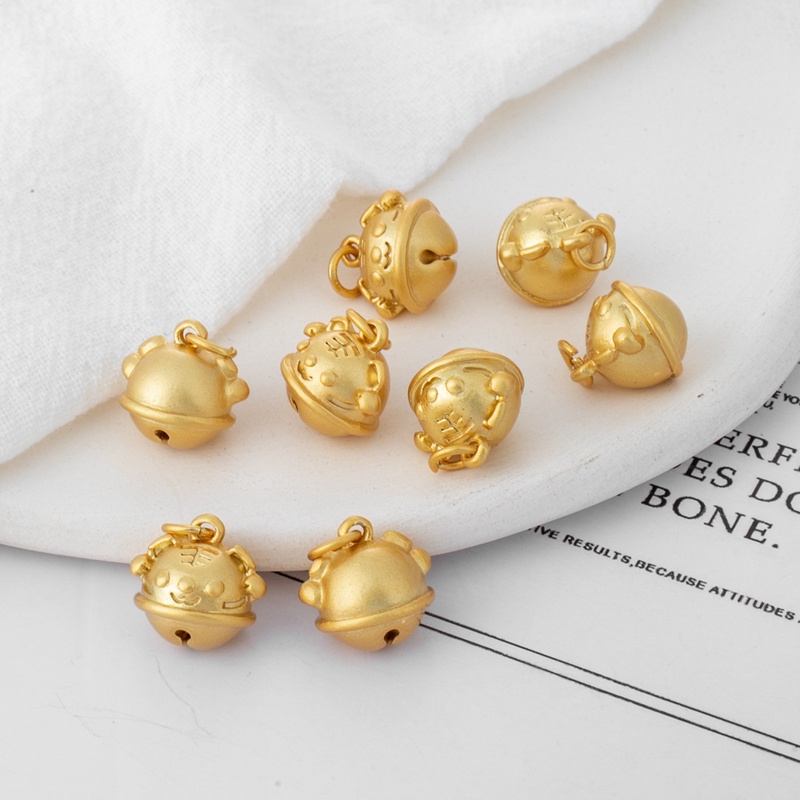 Bell diy 18K สี Retention Matte Gold รอบ Charm diy สร้อยข้อมือสร้อยคอเครื่องประดับทําด้วยมืออุปกรณ์เสริม