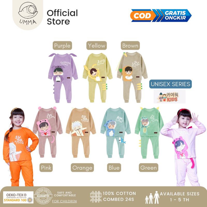 Ummababy.id 1-5th LIMITED EDITION BTS-BT21 ชุดนอนสูทชุดนอนลาย BTS 3D - BT21 Army Kiyowo - ชุดเด็กแบร