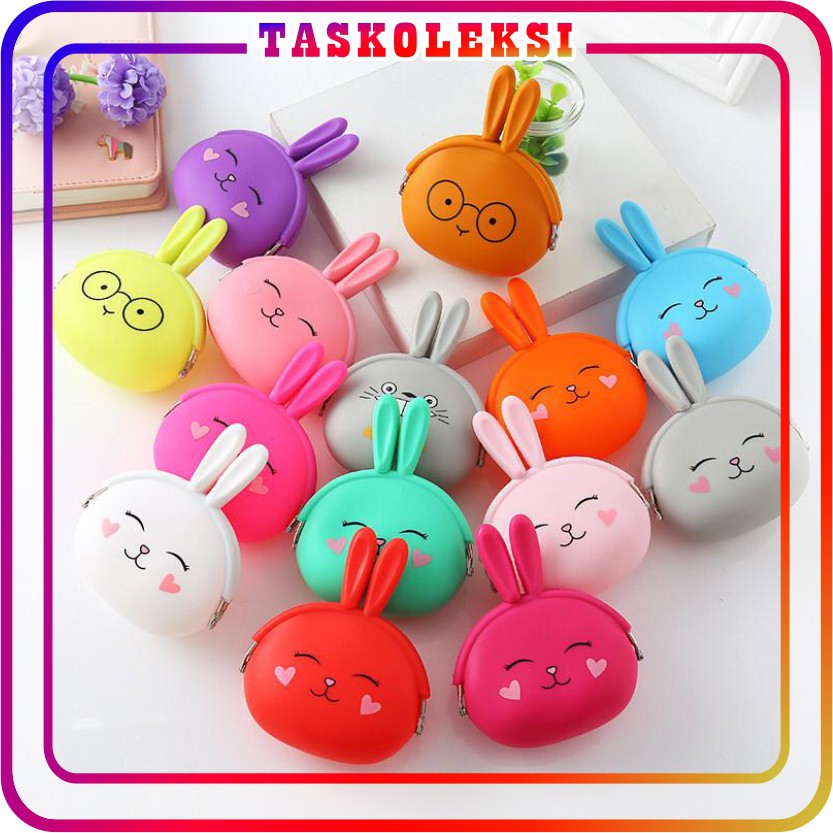 ☛อนุบาล☚D028 SILICONE KOIN WALLET JELLY RABBIT CHARACTER BUNNY MULTIPURPOSE COIN POUCH MONEY HOLDER