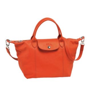 - พร้อมส่ง - Longchamp Le Pliage Cuir Hand Bag สี Paplikaไซส์ S หูสั้น หนังแกะ แท้ 100%