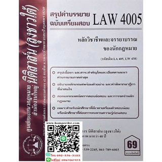 สรุปคำบรรยาย LAW 4005 (LA 405) หลักวิชาชีพและจรรยาบรรณของนักกฎหมาย(ลุงชาวใต้) 69฿