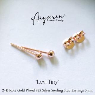 "Levi Tiny" 3mm 24K Rose Gold Plated 925 Silver Sterling