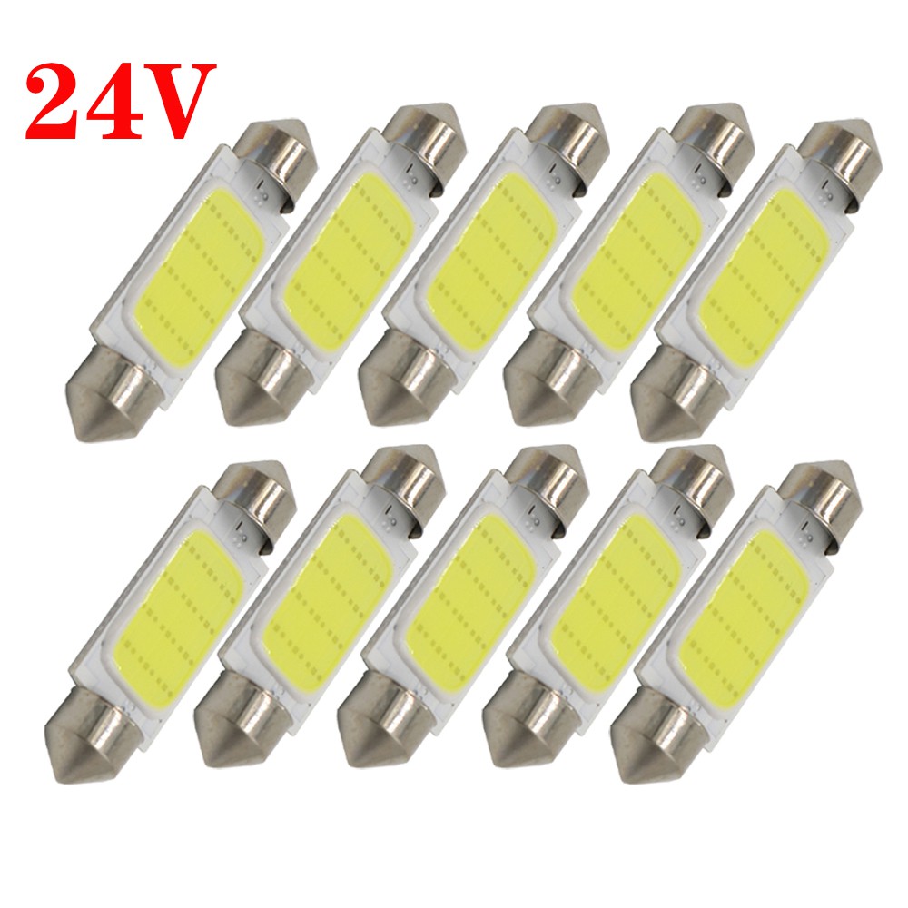 10pcs รถบรรทุก LED 24V Auto Dome light Festoon COB 12 ชิป 31 มม.36 มม.39 มม.41 มม.C5W C10W ภายใน Lic