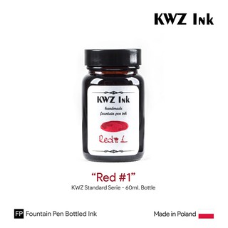 KWZ "Red #1" Standard Ink 60ml Bottle - หมึกปากกาหมึกซึมคาวูเซต สีแดง #1 ขวดขนาด 60 มล.