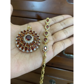 พร้อมส่ง ชุดจี้เพชรพลอยโกเมน เข้าเซทสวยมากข้อมือเพชร ยาว 16-17cm สั่งได้คะ