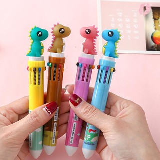 Cute 10 color pen_ปากกา ปากกาหลาย 10 สีในแท่งเดียว ปากกาลายการ์ตูน ปากกาสี (ลายก๊อตซิลล่า/หัวยูนิคอร์น)