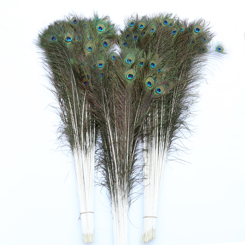Wcfeathers ขนนกยูงธรรมชาติ 25-80 ซม. 50 ชิ้นสําหรับตกแต่งบ้านงานแต่งงานงานฝีมือ