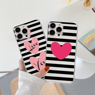 เคสโทรศัพท์มือถือแบบนิ่ม ใส ลายการ์ตูนม้าลาย หัวใจ สําหรับ iPhone 14 13 12 11 Promax 14Plus mini X XS XR XSMAX 6 6s 6plus 6splus 7 8 SE2020 7plus 8Plus QMGT