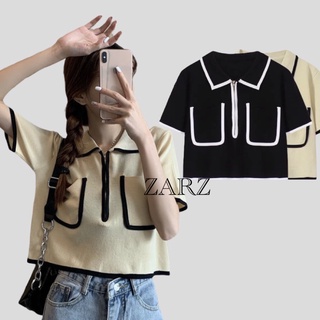 ZARZ.SHOP🍑พร้อมส่ง*เสื้อคอปกซิป ดีเทลสุดน่ารัก 8188