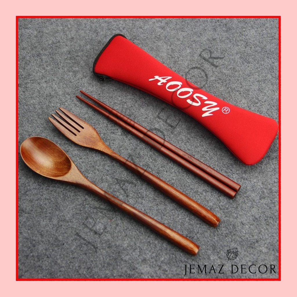 ช้อนมุกปังญี่ปุ่น/เกาหลี/ตะเกียบ Sudu Garpu Kayu Mukbang/บนโต๊ะอาหารคุณภาพสูง/ช้อนไม้