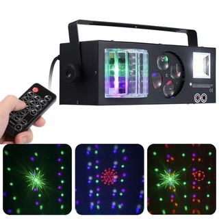 พร้อมส่ง LED เลเซอร์ Strobe 4 in 1 DMX512 STAGE Effect ดีสำหรับ DJ DISCO Birthday PARTY