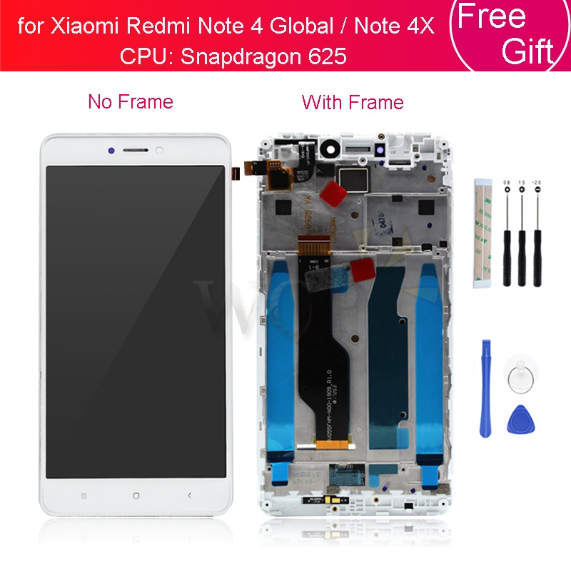 for Xiaomi Redmi note 4x snapdragon 625 LCD Touch Screen Digitizer Assembly  Frame for Redmi Note 4 Global version Repai