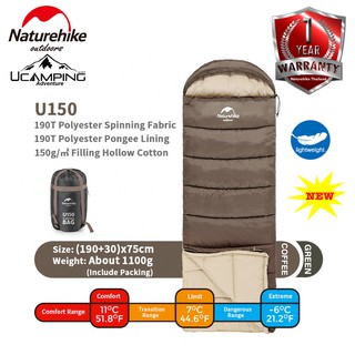 ถุงนอน Naturehike U150  ( แบบใหม่ ) Limit 7 องศา (รับประกันของแท้ศูนย์ไทย)