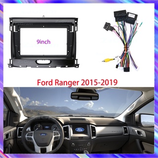 ชุดกรอบแผงแดชบอร์ดเครื่องเล่น Cd Dvd เครื่องเล่นเสียง 9 นิ้ว 2 Din สําหรับ Ford Ranger 2015-2019