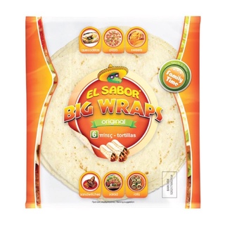 El Sabor Big Wraps original family time 25cm. แผ่นแป้งตอติญ่า 420 กรัม