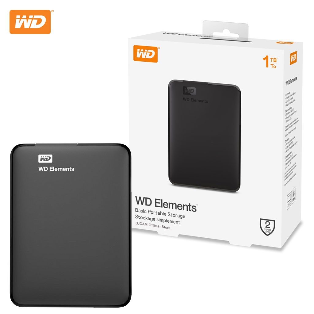 1 TB HDD External (ฮาร์ดดิสก์พกพา) WD ELEMENTS (WDBUZG0010BBK) Warranty 3 - Y
