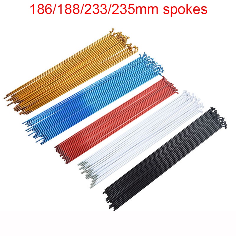 ซี่ล้อจักรยานเสือภูเขา เหล็ก 14G 188 233 235 มม. แข็งแรงมาก สีดํา สําหรับตะเกียบ 20 24 นิ้ว 36 ชิ้น