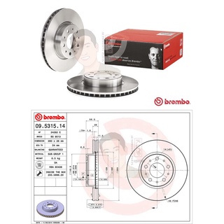 09 5315 14 จานเบรค ล้อ F (ยี่ห้อ BREMBO) รุ่น Std VOLVO 740 / 760 / 940 / 960 ABS ปี1981-1998